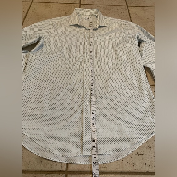 Calvin Klein Men's Stain Shield Slim Fit White with Teal/Grey Micro Dot - XL - Picture 6 of 6